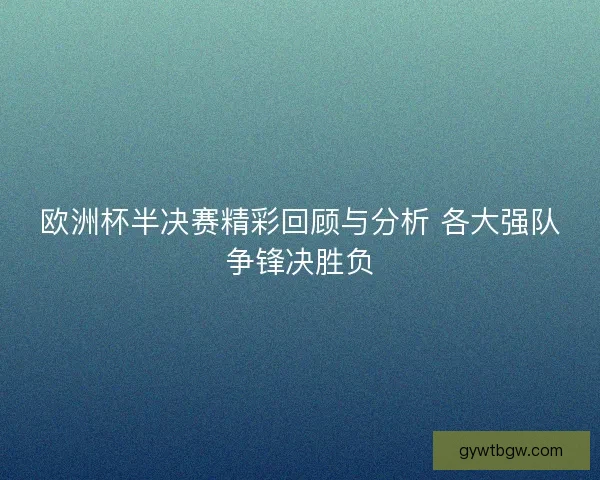 欧洲杯半决赛精彩回顾与分析 各大强队争锋决胜负