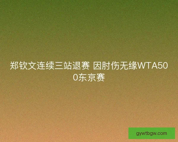 郑钦文连续三站退赛 因肘伤无缘WTA500东京赛 郑钦文连续三站退赛 因肘伤无缘WTA500东京赛